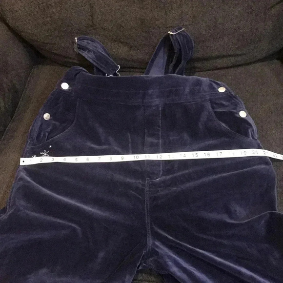 Blue Velvet 100% Cotton 5 Pocket Overalls Snow Flakes Embellishments-Size L - Picture 13 of 14
